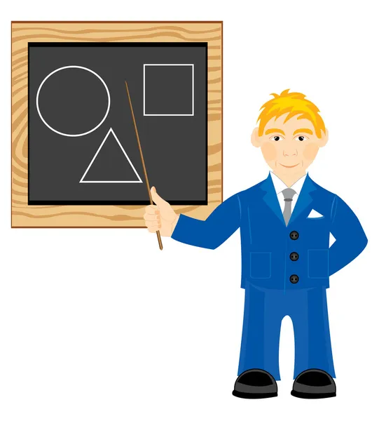 Teacher beside boards — Stock Vector