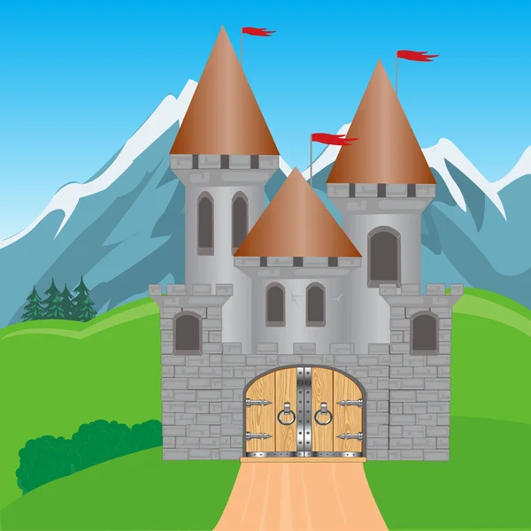 Fortress in mountain — Stock Vector