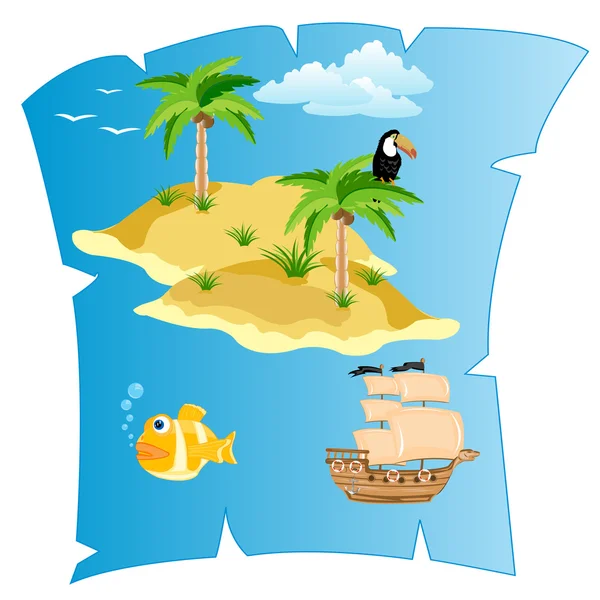 Island on card — Stock Vector