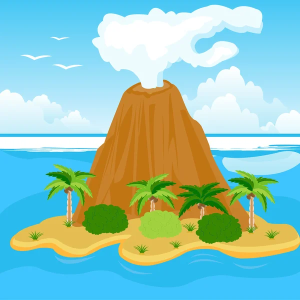 Vulkan auf der Insel — Stockvektor
