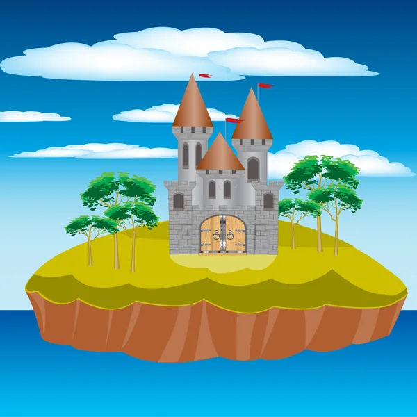 Fortress on island — Stock Vector