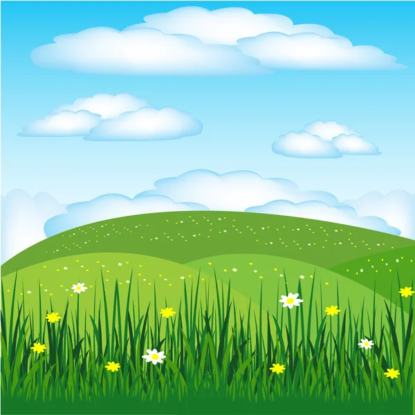 Year landscape with flower — Stock Vector