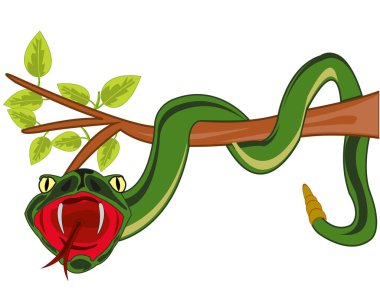 Ağaç dalındaki sürüngen yılanı.