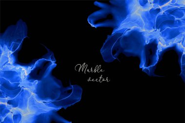 Mavi renkli mermer modern doku. Alkol mürekkebi ve izole edilmiş altın folyo lekeleri. Moda pastel poster tasarımı. Sıvı akış sanatı