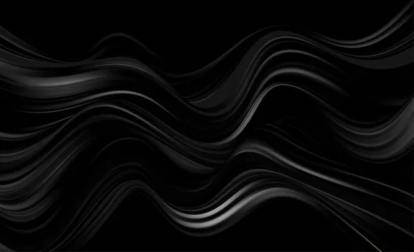 Fale abstrakcyjne. Błyszczące czarne linie ruchome element projektu na ciemnym tle dla karty okolicznościowej i bonu disqount. — Wektor stockowy