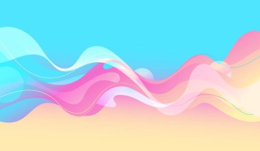 Modern renkli akış posteri. Dalga sıvısı şeklinde renk boyası. Basit satırlar taşınıyor.