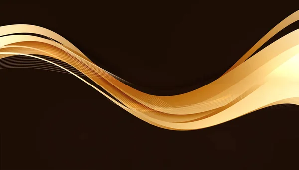 Ondas de oro abstractas. Brillante elemento de diseño de líneas móviles doradas para tarjeta de felicitación y cupón disqount. — Archivo Imágenes Vectoriales