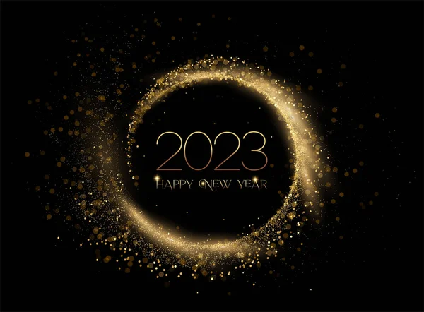 2023 Happy New Year Abstract Shiny Color Gold Swirl Design — Image vectorielle