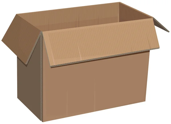 Caja de cartón abierta aislada — Vector de stock