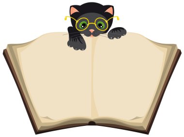 kedi açık kitap okumak