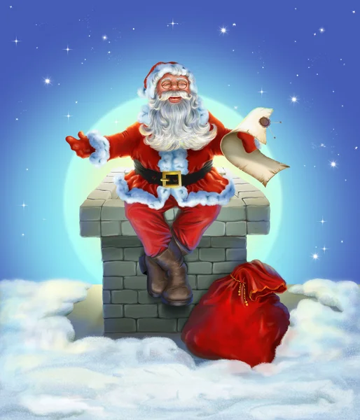 Noel Baba çatıda oturan