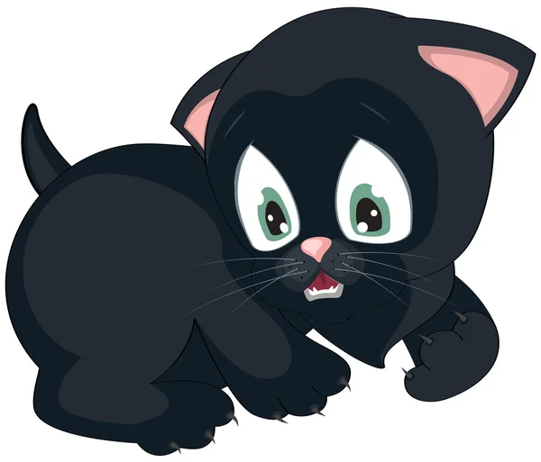 Φοβισμένος μαύρο γατάκι — Διανυσματικό Αρχείο