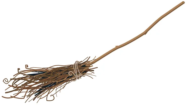 Old broom isolated — Stock Vector