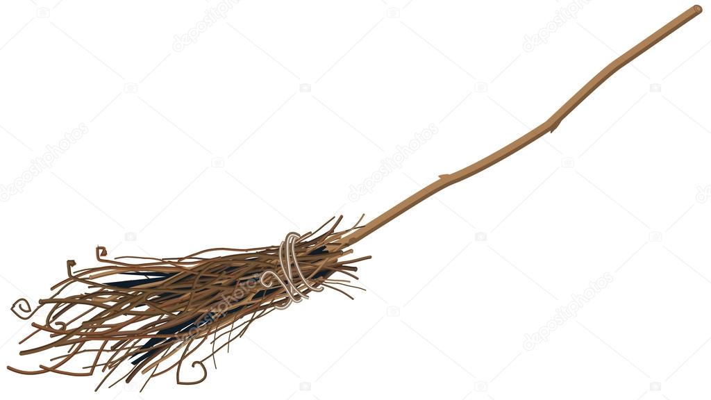 Old broom isolated