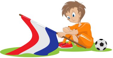 üzgün Hollanda futbol hayranı. vektör karikatür