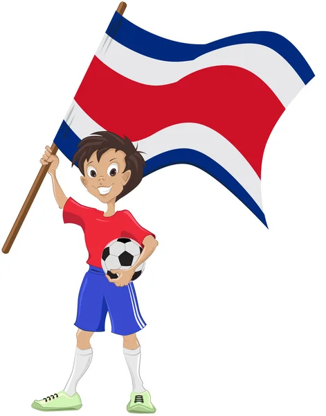 Glad fotboll fan håller costa rica flagga — Stock vektor