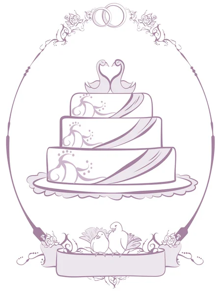 Pastel de boda — Vector de stock