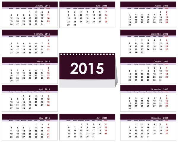 Vorlage Tischkalender 2015 — Stockvektor