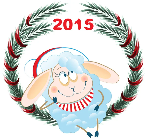 Lamm und Adventskranz. Symbol 2015 — Stockvektor