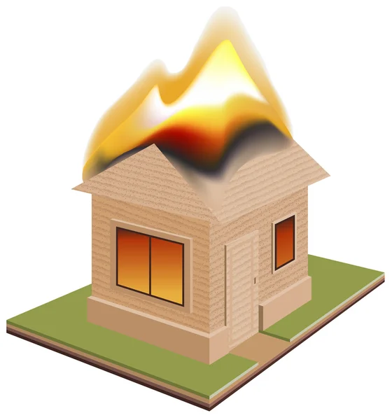 Huis wordt in brand gestoken. noodzaak voor verzekering — Stockvector