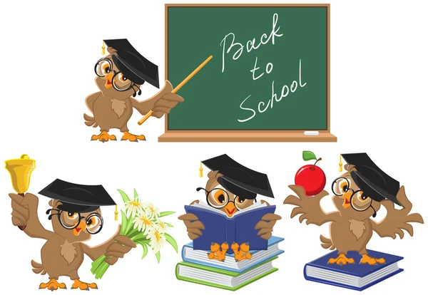 Set Owl teacher. Back to School — Διανυσματικό Αρχείο