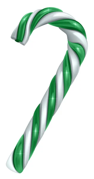Zelená sladké vánoční hůl lízátko tradiční symbol pruhované vánoční příslušenství — Stockový vektor