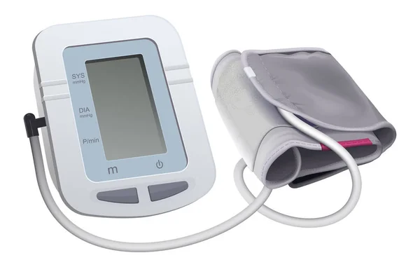 Elektroniczny ciśnieniomierz odizolowany na białym nowoczesnym urządzeniu medycznym — Wektor stockowy