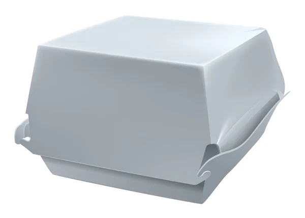 Papel blanco hamburguesa caja plantilla muestra en blanco aislado — Archivo Imágenes Vectoriales