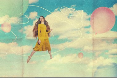 resim kolaj güzel kadınla