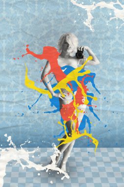 güzel bir kadın, retro tarzı ile resim kolaj