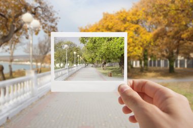 Holding Instant Photo. clipart