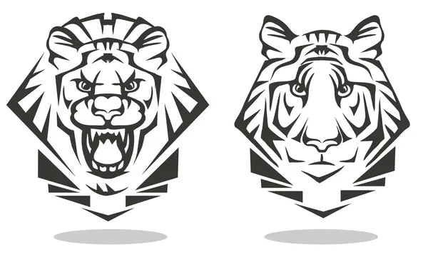 Tigre y león — Vector de stock