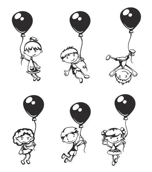 Kinderen met ballonnen — Stockvector