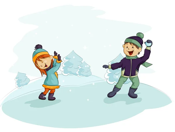 A snowball fight — Stock Vector