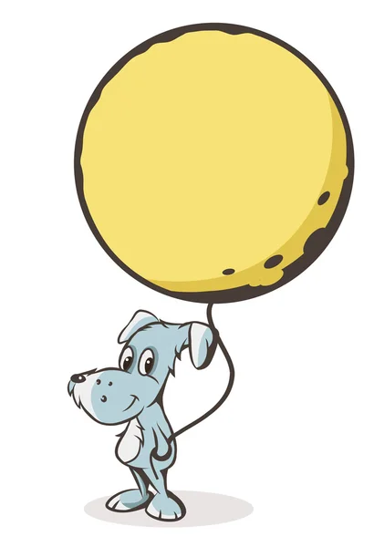 El perro con la luna — Vector de stock