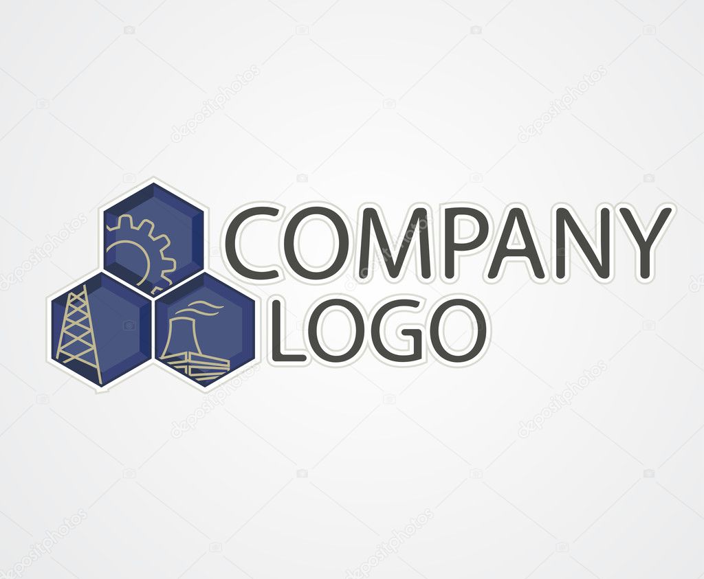 Vector industrial logo with plant signs