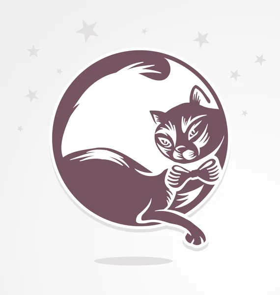 Romantický kočka, která sedí na měsíci. — Stockový vektor