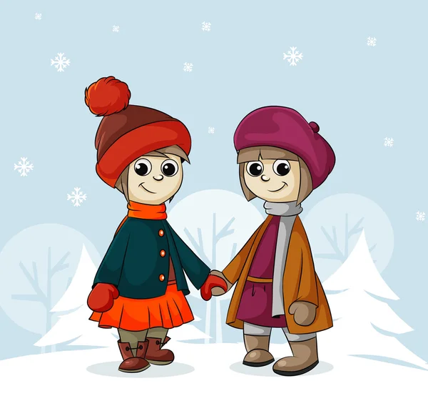 Twee vriendinnen in de winter Stockillustratie