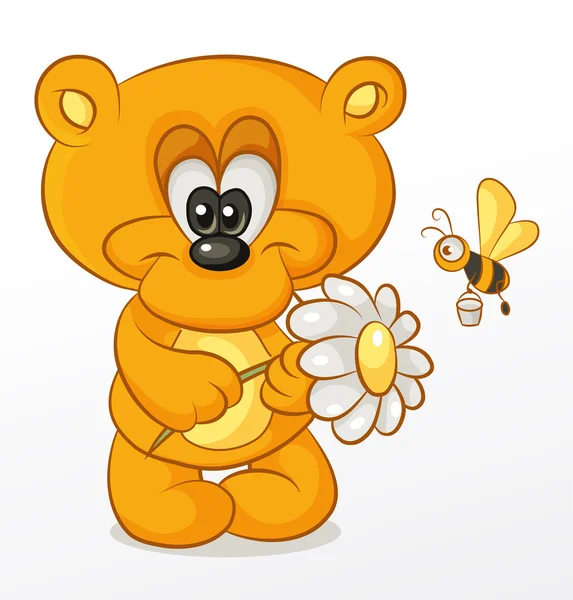 Urso com flor — Vetor de Stock