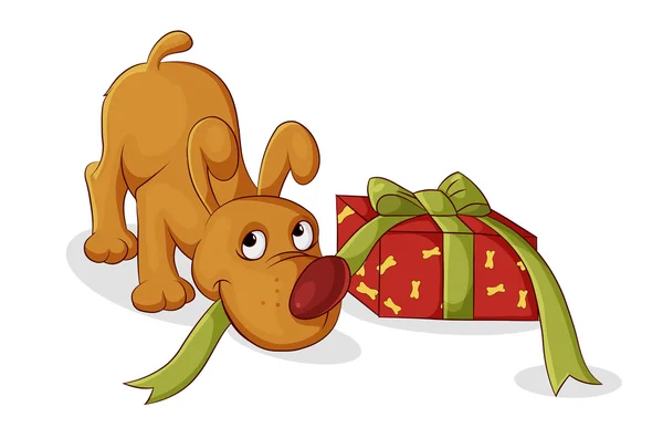 小狗的礼物 — 图库矢量图片