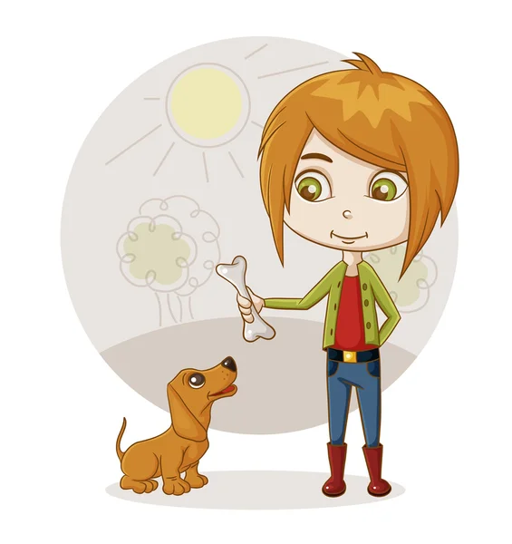 Мальчик и собака — стоковый вектор