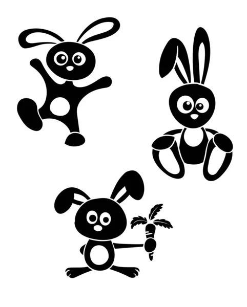 黑白兔 — 图库矢量图片