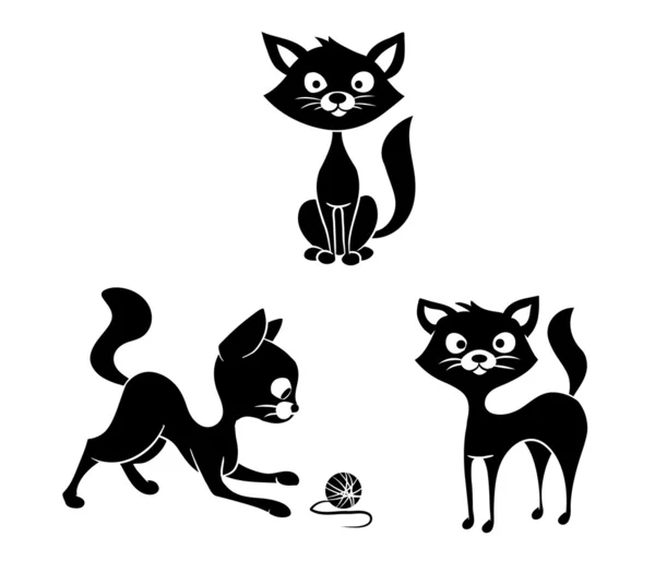 Fekete-fehér macskák — Stock Vector