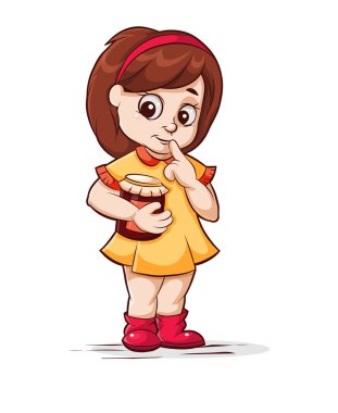 bir kavanoz reçel ile kız