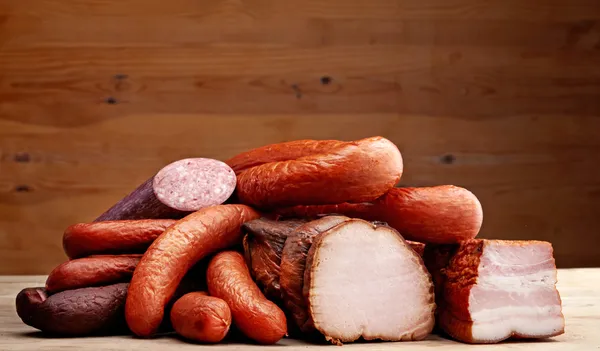 Smoked meat and sausages — Stock Photo, Image