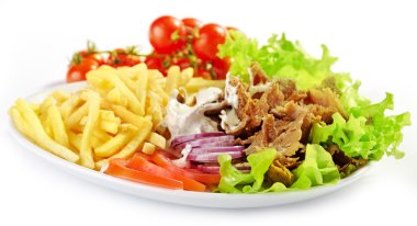 kebap ve sebze tabağı