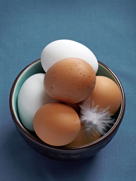 Braune und weiße Eier — Stockfoto
