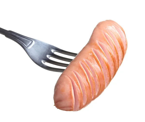 Salsiccia alla griglia su una forchetta — Foto Stock