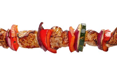 grilled pork meat and vegetables clipart