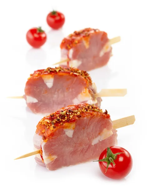 Fresh raw pork meet with spices for grill — Stock Photo, Image